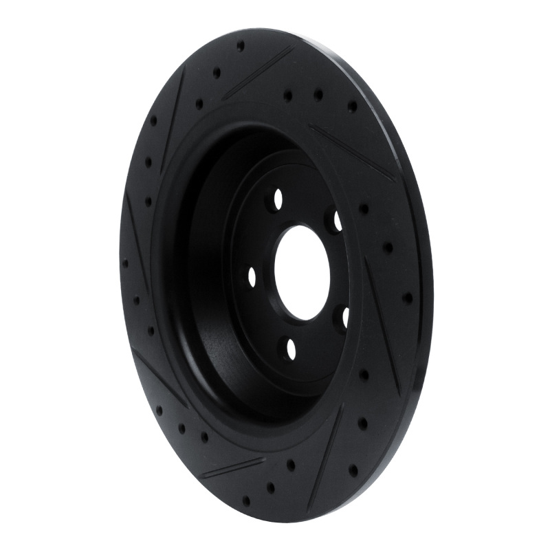 Ford Fusion Brake Rotor (1) - Rear Right - R1 Concepts - Drilled & Slotted - Black - `15-`24